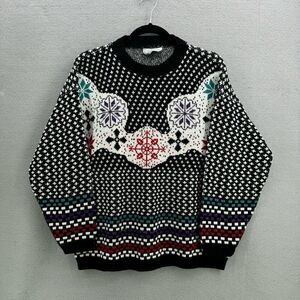 Vintage Custom Design Womens Knit Fair Isle Pullover Sweater Size M